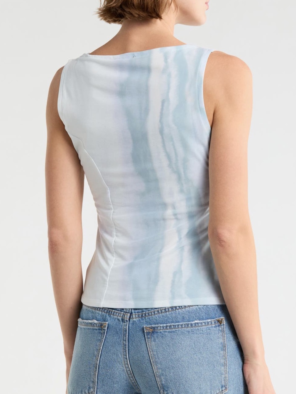 New Rag & Bone Marbling Mesh Ruched Muscle Tank Top Size Small - Picture 2 of 4